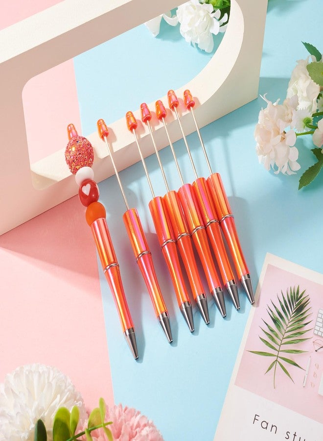 BB Beadthoven Beadthoven 10pcs Holographic Beadable Pens, DIY Thanksgiving Fall Orange Plastic Beaded Pens Shaft Black Ink Ballpoint Pens Supplies for Pens Making Crafts School Office Student Gift Halloween - Image 3