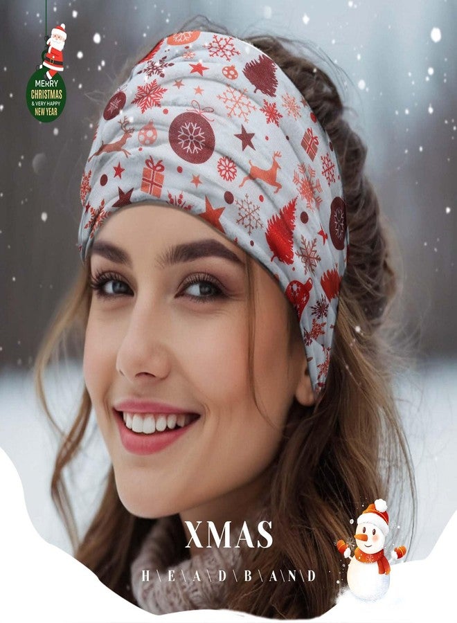 أولباي أطواق شعر أولبي لعيد الميلاد للنساء، أطواق شعر عريضة معقودة، أطواق شعر مرنة مانعة للانزلاق، أطواق شعر حمراء للتمارين الرياضية، أغطية رأس توربان، أوشحة شعر للجري واليوغا، إكسسوارات شعر لعيد الميلاد للنساء (عيد الميلاد أ) - Image 3