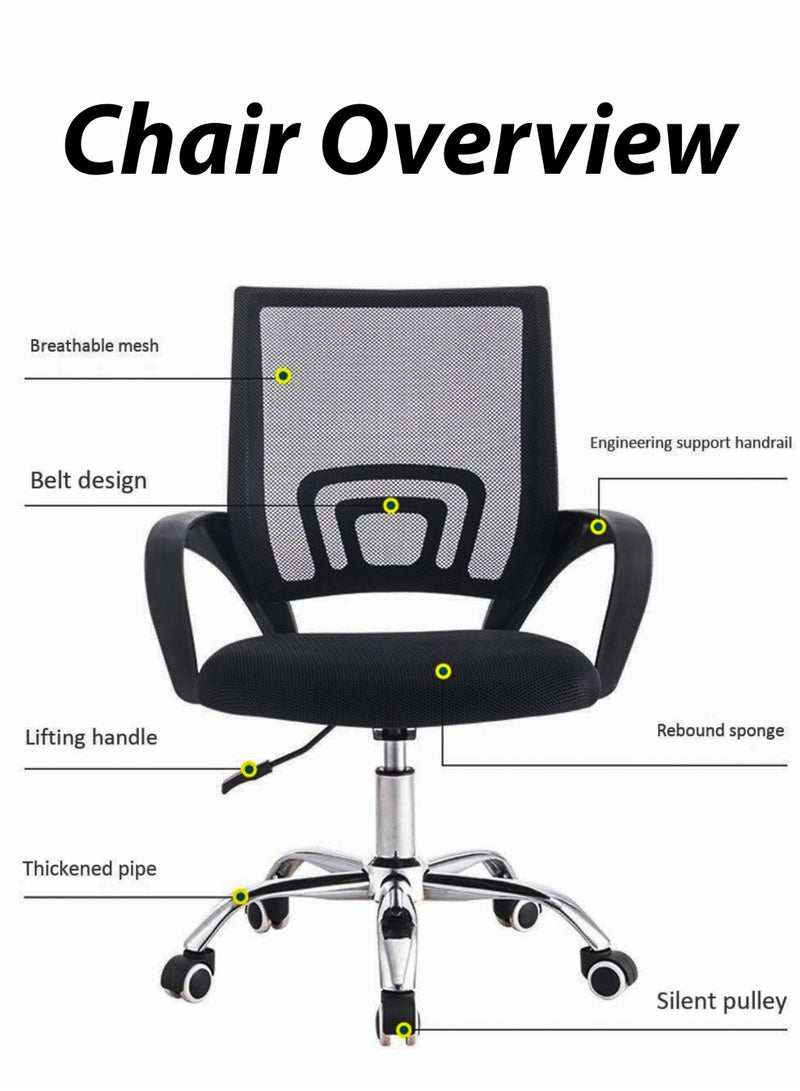 توشيونيكس كرسي مكتب شبكي فاخر للموظفين قابل للتعديل في الارتفاع، تصميم مريح لكرسي المكتب مع مسند ظهر شبكي مريح يدعم أسفل الظهر بتهوية ممتازة وآلية إمالة بزاوية 360 درجة، يوفر لك راحة مطلقة في مساحة العمل. مثالي للمكاتب المنزلية - Image 2