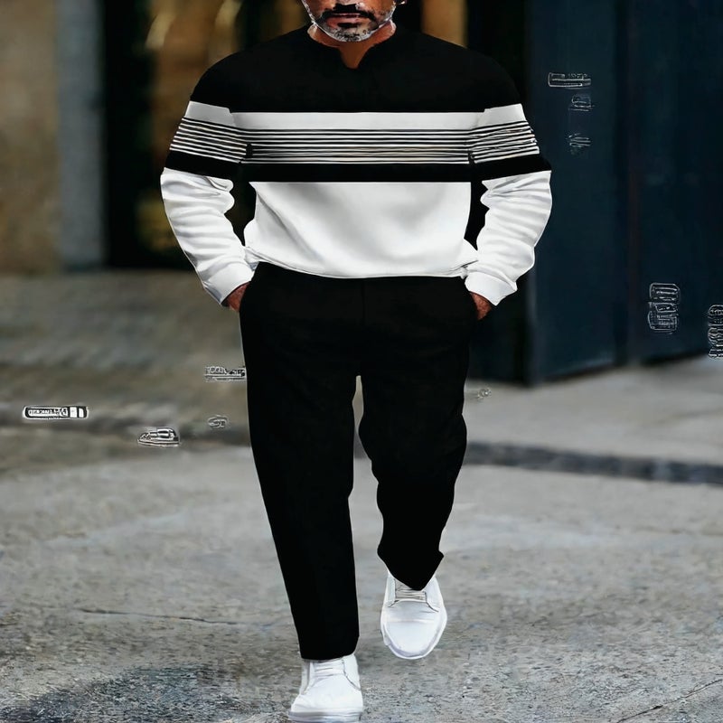 Men's Long Sleeve Hoodie and Jogger Set Zip Front Casual Tracksuit - Image 3