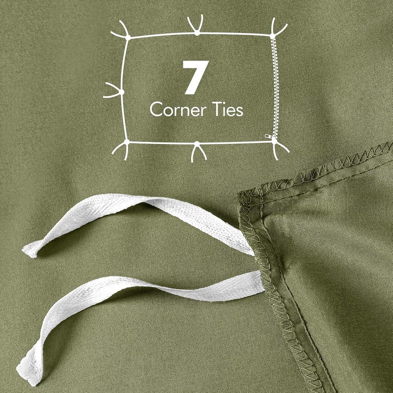 Utopia Bedding Queen Size Duvet Cover Set - Olive Green, 3 Pieces with Zipper Closure - Image 5