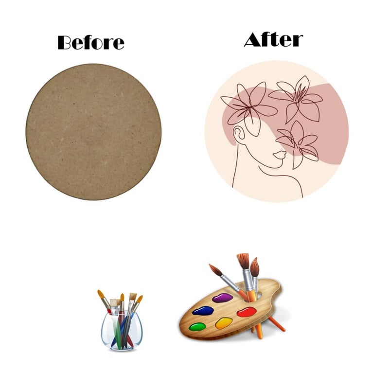 Ecomology Set Of 20 25 Inch Round Shape Plain MDF Shaped Magnets With Magnets Already Fixed To It Craft And Painting Activities Wooden Sheet Craft Decoupage Resin Art Work Decoration - Image 2