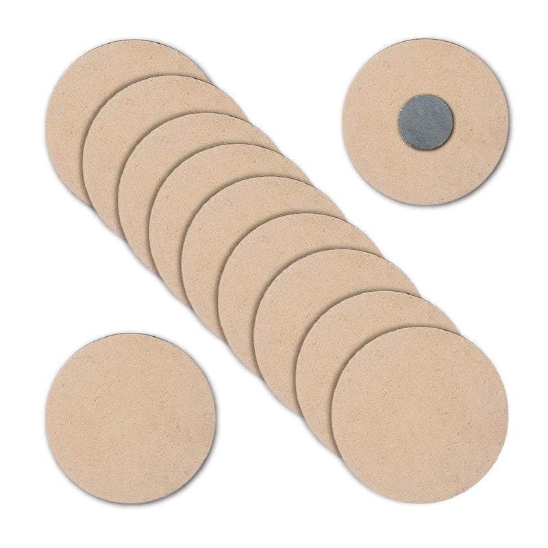 Ecomology Set Of 20 25 Inch Round Shape Plain MDF Shaped Magnets With Magnets Already Fixed To It Craft And Painting Activities Wooden Sheet Craft Decoupage Resin Art Work Decoration - Image 1
