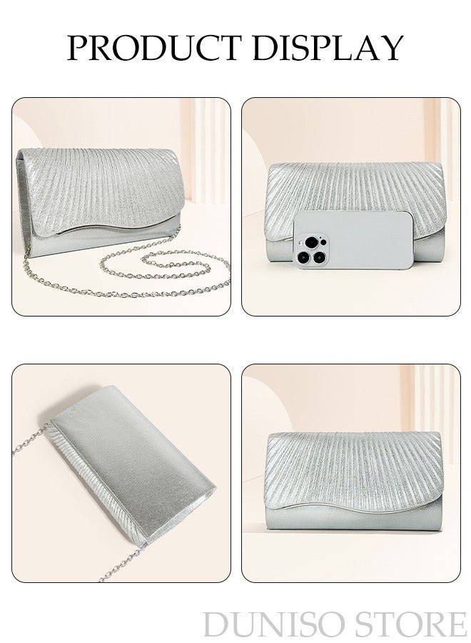 DUNISO Women Shiny Glitter Evening Clutch Crossbody Bag Envelope Handbag Chain Purse for Wedding Formal Cocktail Party - Image 5