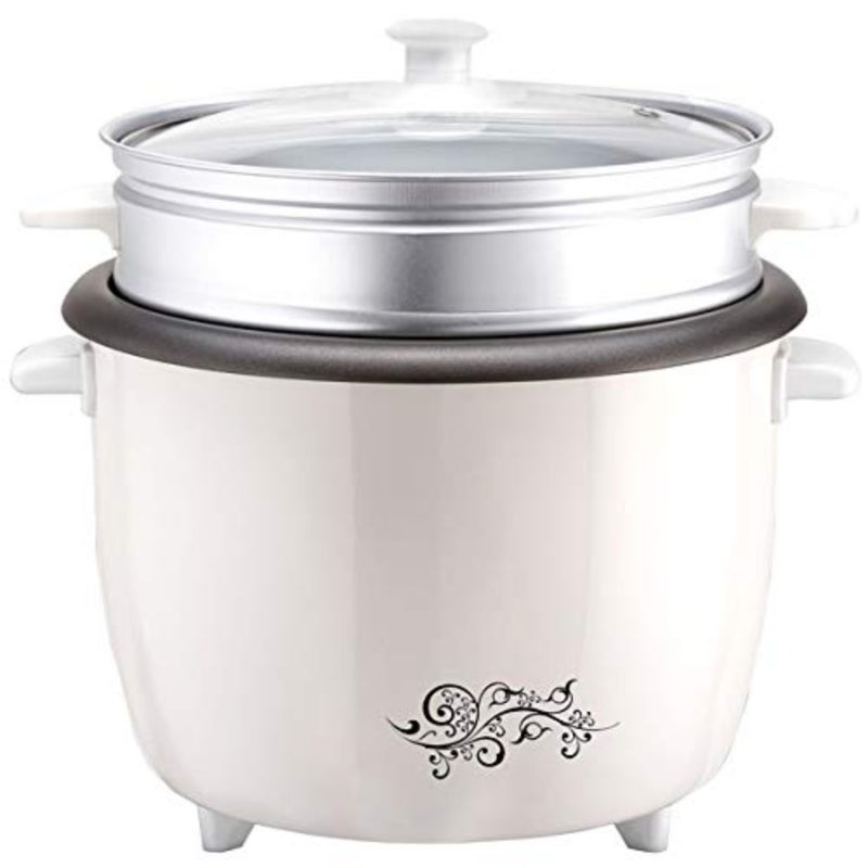 RC-170 Rice Cooker with Steamer for home kitchen use, aluminum body with non-stick coated pan, white color, 1.8L capacity and 700W fast cooking - Image 2