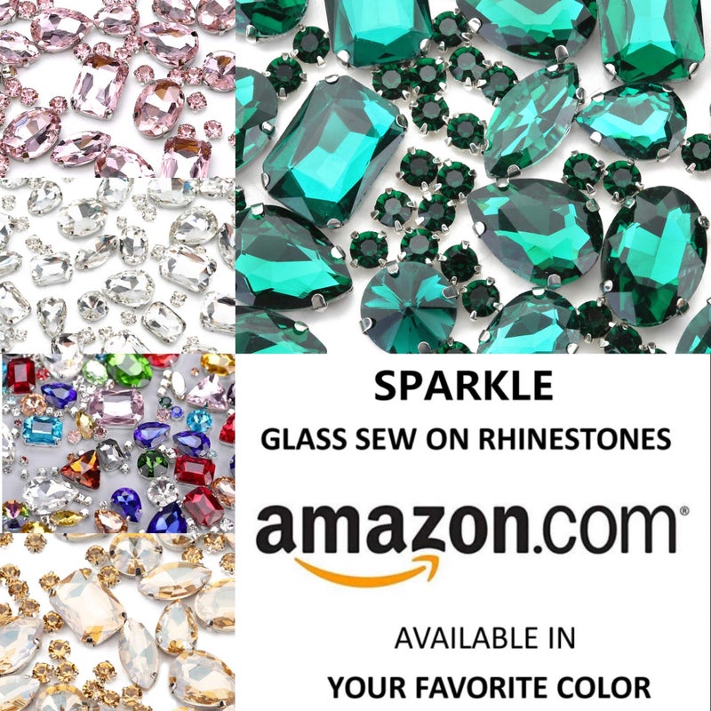 Choupee Emerald Sew On Rhinestones, Choupee 130PCS Sew On Rhinestone Metal Back Prong Setting Sewing Claw Rhinestone Mixed Shapes Sew On Glass Gems for Jewelry, Clothes, Costume, Shoes,Dress, Garments - Image 3