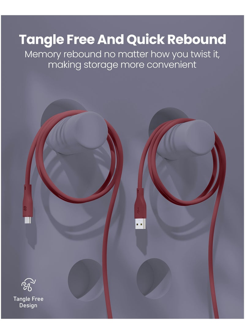 Moxedo Cavo X Pro USB-A to USB-C Silicone Cable 3.0A Fast Charge and Data Sync Compatible for Galaxy S21, S20, S10, Note 10/9, A51, A11, Switch, Pixel, LG & more (Maroon, 2m) - Image 5