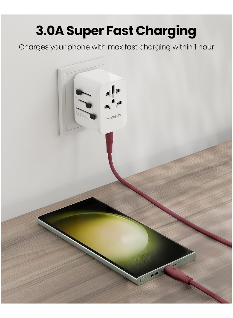 Moxedo Cavo X Pro USB-A to USB-C Silicone Cable 3.0A Fast Charge and Data Sync Compatible for Galaxy S21, S20, S10, Note 10/9, A51, A11, Switch, Pixel, LG & more (Maroon, 2m) - Image 4