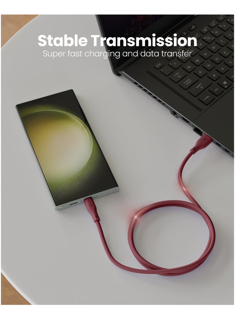 Moxedo Cavo X Pro USB-A to USB-C Silicone Cable 3.0A Fast Charge and Data Sync Compatible for Galaxy S21, S20, S10, Note 10/9, A51, A11, Switch, Pixel, LG & more (Maroon, 2m) - Image 3