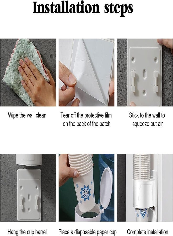 Calpix Wall Mounted Cup Dispenser ABS PC Plastic Pull Type Paper Cup Holder with Dust Cover 60–80 Cups Capacity Easy Install Adhesive & Screw Mount for Home Office Kitchen Restaurant - Image 3