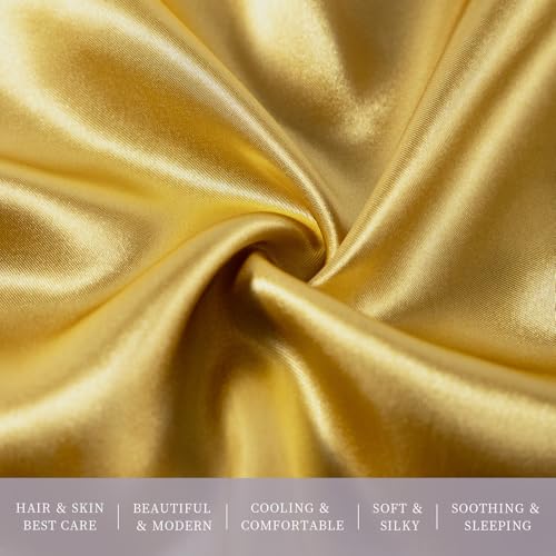 Mimkus Satin Pillowcases Standard Set of 2 - Silk Soft Pillow Cases for Hair and Skin 20x26 inches,Gold Satin Pillow Covers 2 Pack with Envelope Closure for Home,School, Hotel - Image 3