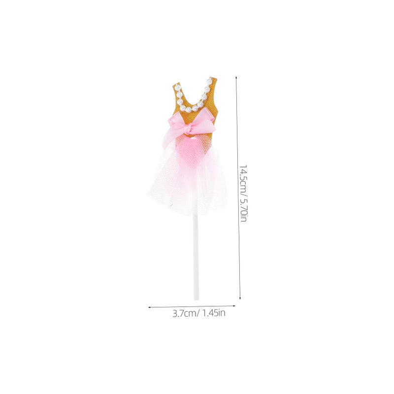 Golden Glitter Ballerina Cake Toppers 5Pcs Cupcake Picks Birthday Party Decorations - Image 3