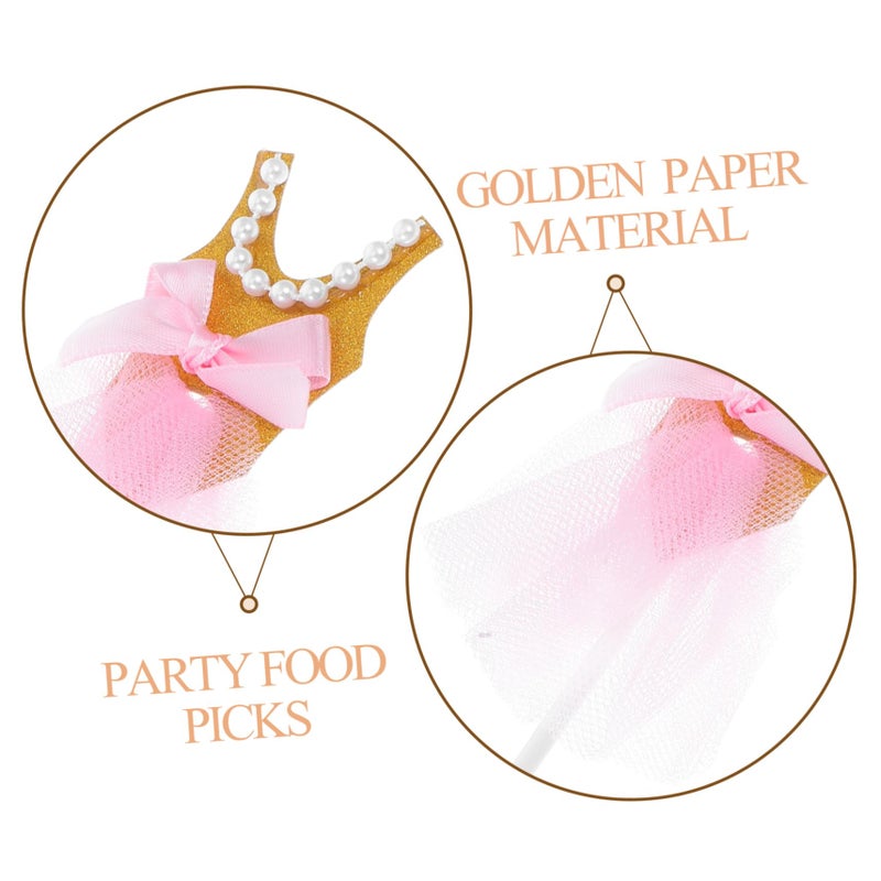 Golden Glitter Ballerina Cake Toppers 5Pcs Cupcake Picks Birthday Party Decorations - Image 4