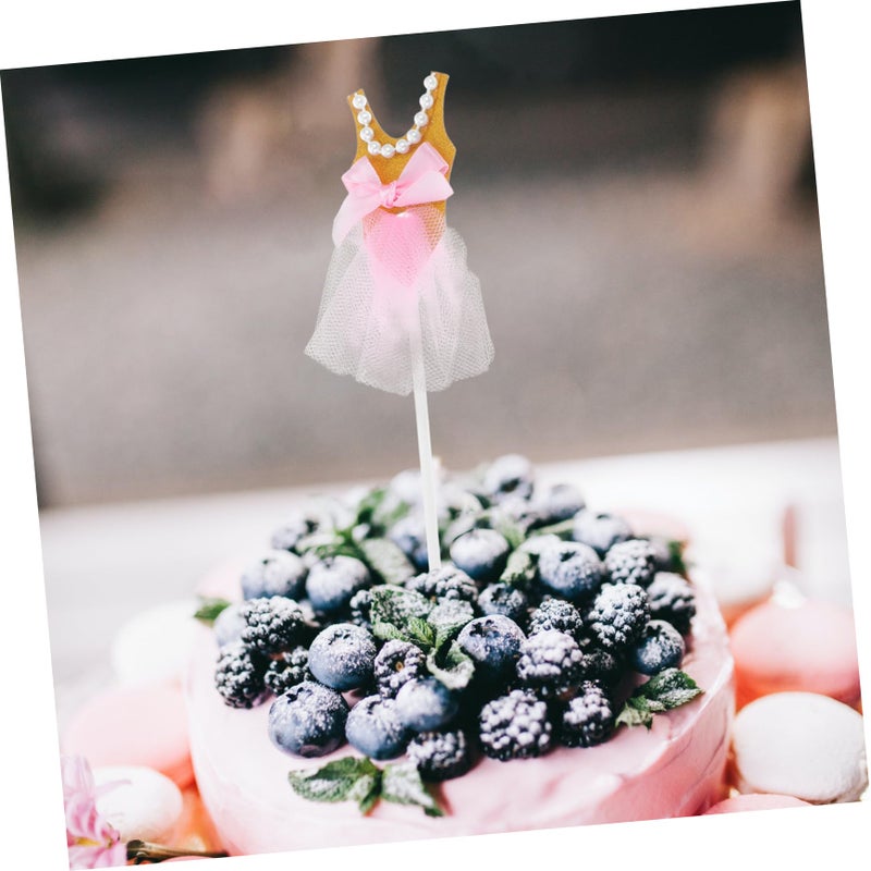 Golden Glitter Ballerina Cake Toppers 5Pcs Cupcake Picks Birthday Party Decorations - Image 5