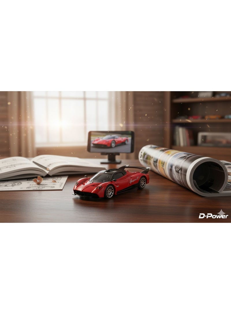 D-Power 1:64 نموذج مصبوب من باجاني هويرا R باللون الأحمر المطفأ - سيارة سوبركار مصغرة قابلة للجمع - Image 2