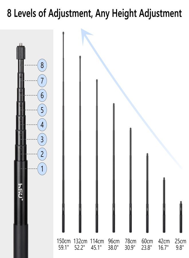 HSU 59”/150cm Invisible Selfie Stick for Insta360, Extension Monopod Pole for Insta360 X4, X3, X2, X, Insta 360 ONE R, RS, GoPro, DJI Action Camera - Image 2