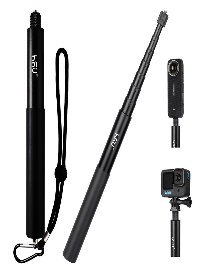 HSU 59”/150cm Invisible Selfie Stick for Insta360, Extension Monopod Pole for Insta360 X4, X3, X2, X, Insta 360 ONE R, RS, GoPro, DJI Action Camera - Image 1
