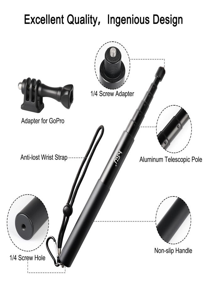 HSU 59”/150cm Invisible Selfie Stick for Insta360, Extension Monopod Pole for Insta360 X4, X3, X2, X, Insta 360 ONE R, RS, GoPro, DJI Action Camera - Image 4