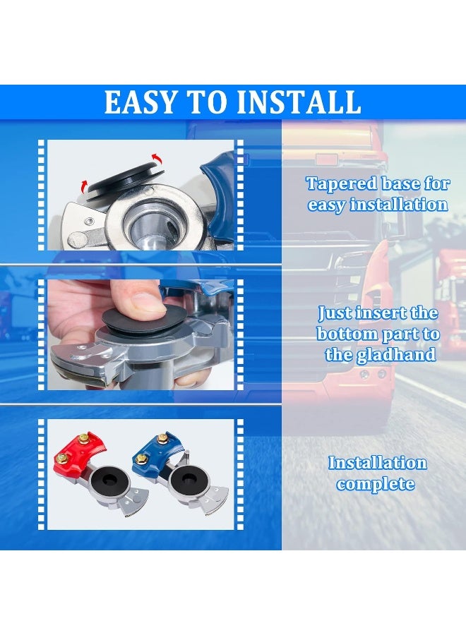 YiaChuii 3 Sets Glad Hands, Aluminum Emergency Gladhands Locks for Semi Trucks Trailers Freightliners Air Line 6 Seals 3 PTFE Tape - Image 4