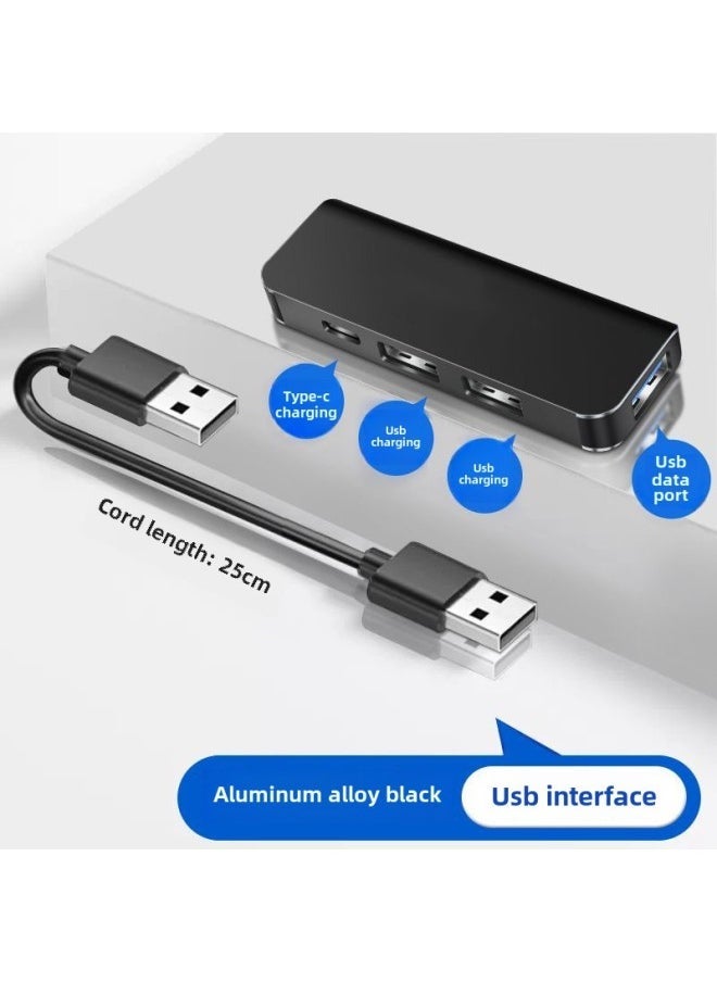Usb Car Expander Type C Hub One-to-four Charging Data Reading Expansion Branch Hub-Number Of Interfaces:Usb One To Four Silver  - Image 4