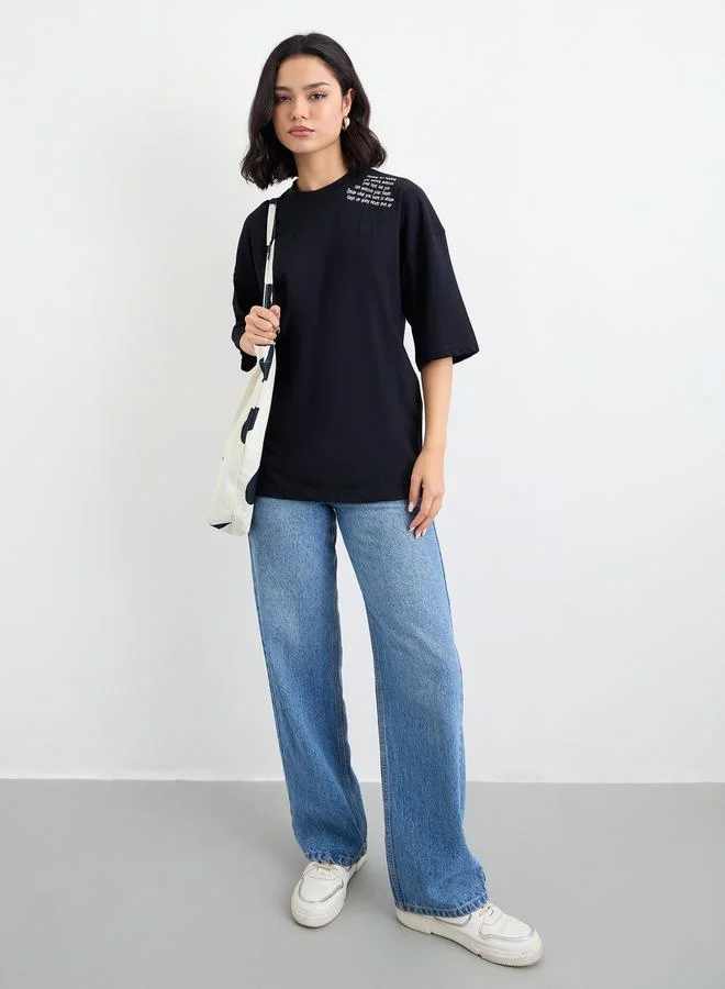 Styli Styli Slogan Print Oversized T-Shirt