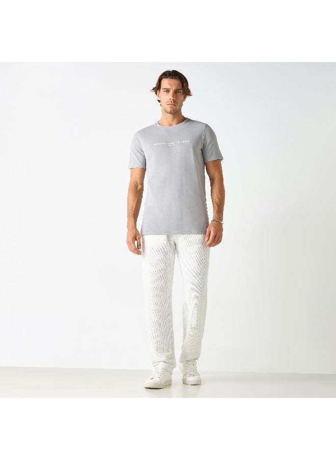Iconic Iconic Typographic Print Crew Neck T-shirt with Short Sleeves  - Image 3