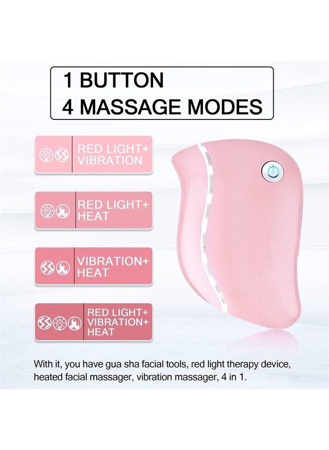 Aikertec Electric Gua Sha, 4-in-1 Multi-Function Anti-Aging Face Massager, Facial Contouring & Firming, Heat Electric Gua Sha Tool, Double Chin, Awakening Skin, Deep Treatment 