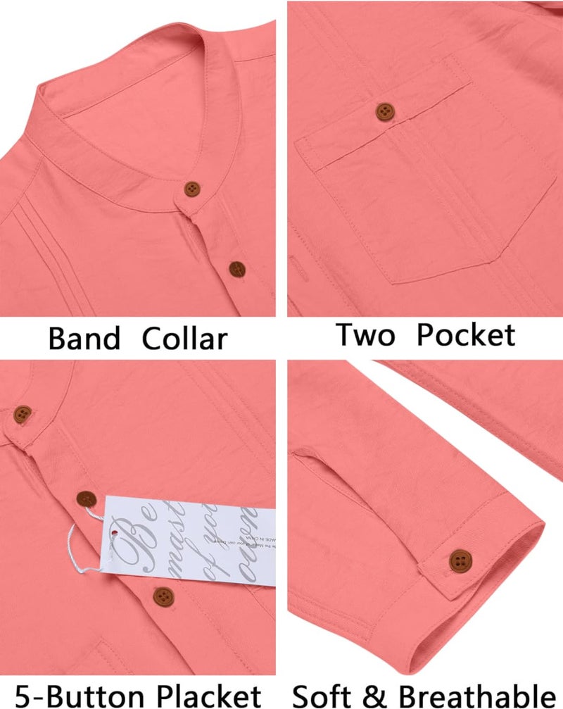Macsivo Men's Cotton Blend Regular Short Piping Kurta_Peach_4XL_Pink - Image 4