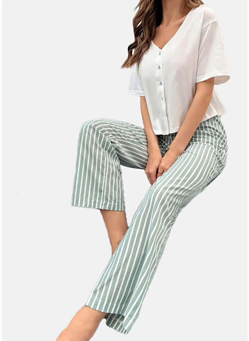 YUNIQEE White Striped Pyjamas & Top