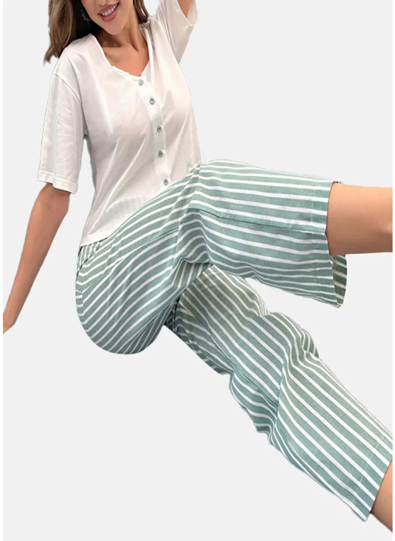 YUNIQEE White Striped Pyjamas & Top