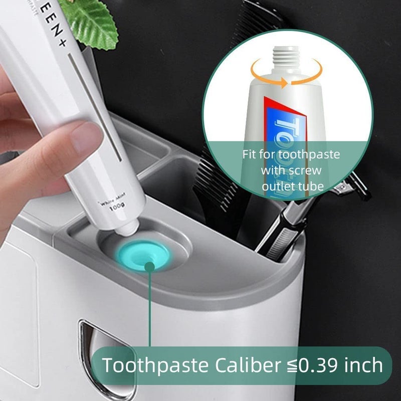 CLOUDTAB Wall Mounted Toothbrush Holder with Automatic Toothpaste Dispenser, Magnetic Cup and Drawer Organizer Space-Saving Bathroom Storage (1 Cup, ABS Plastic, White) - Image 3