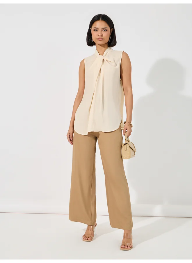Aria Romance ARIA ROMANCE Front Twist Knot Detail Sleeveless Blouse
