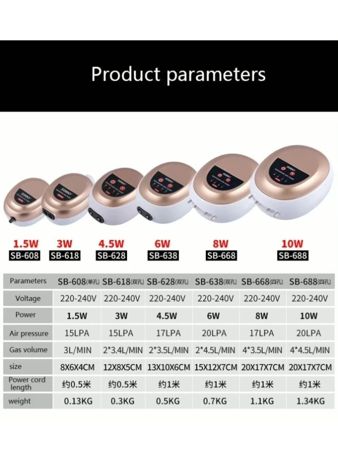 SOBO Electronic Oxygen Pump - 4 Ports (Four Heads) - Image 3