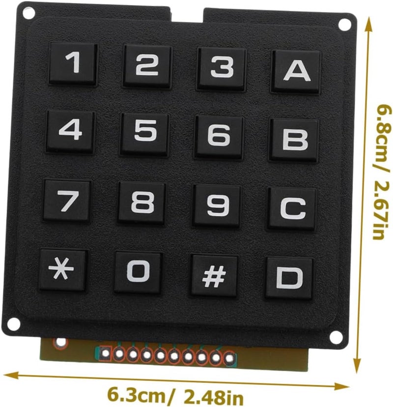 وحدة لوحة مفاتيح صناعية من نوع Cabilock Matrix Keypad Module، مكونة من 16 مفتاحًا، تعمل بنظام لوحة مفاتيح غشائية (Membrane Keyboard)، مصممة للاستخدام مع المتحكمات الدقيقة (Microcontrollers)، تتميز بتصميم لمسي مناسب لتطبيقات الروبوتات والأتمتة، بالإضافة إلى مجموعة مفاتيح متينة وسريعة الاستجابة. - Image 2