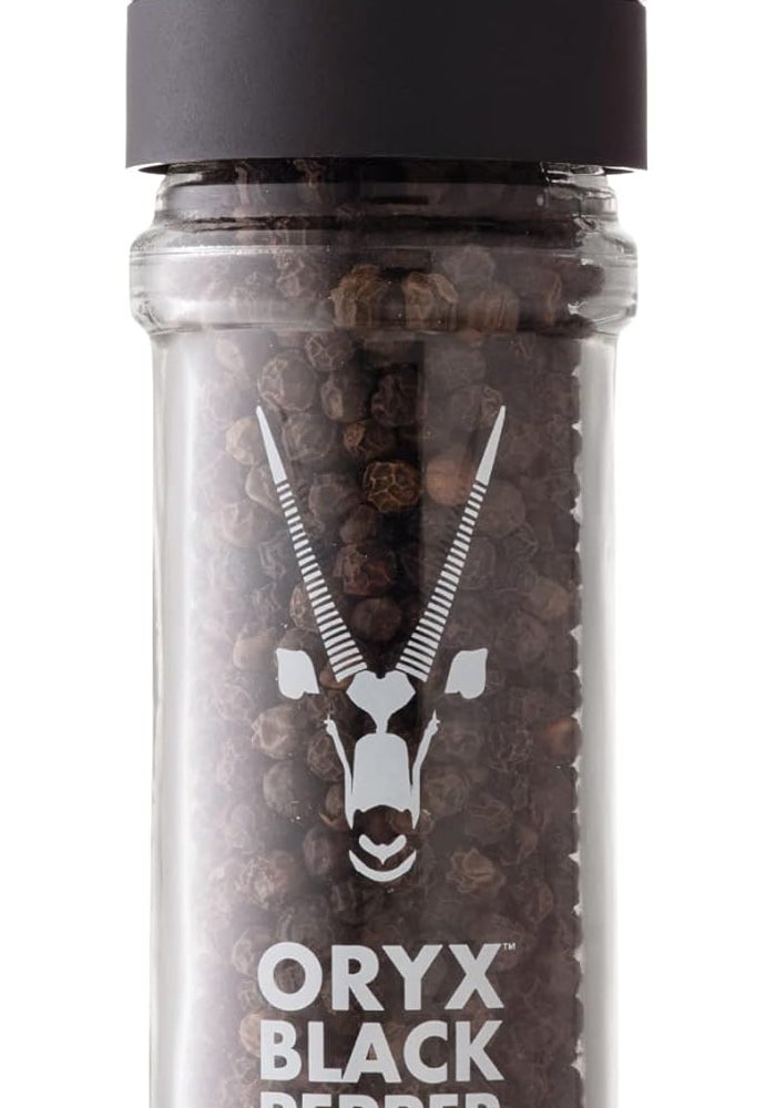 Oryx Desert Salt مطحنة فلفل أسود من ملح الصحراء أوريكس - مطحنة سيراميك قابلة لإعادة التعبئة مع فلفل أسود كامل من مدغشقر، 1.26 أونصة - Image 1