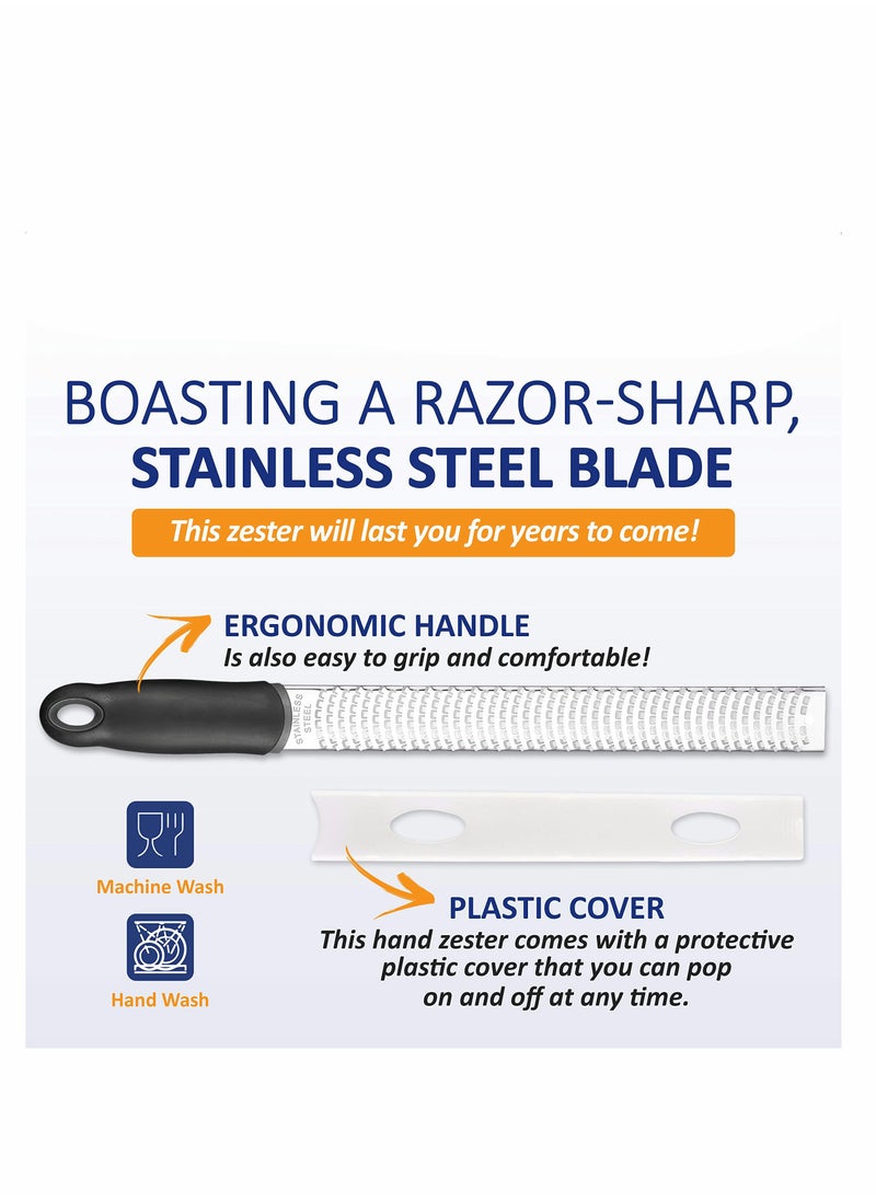 KASTWAVE - Lemon Zester, Cheese Grater, Premium Citrus Zester, Kitchen Grater for Parmesan, Chocolate, Fruits, Vegetables, Ginger, Garlic, Nutmeg, Stainless Steel Kitchen Cheese Grater - Image 1