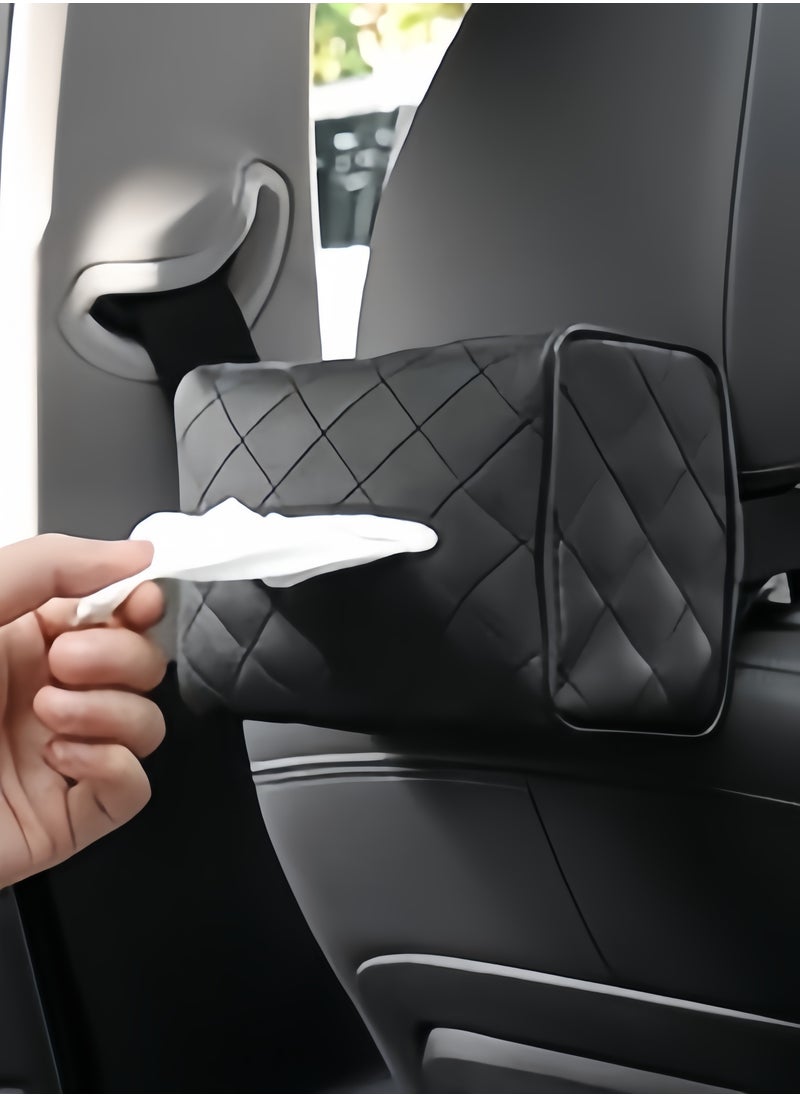 Beauenty Car Tissue Holder for 120 Standard Tissue,Leather PU Tissues Box Cover for Car Backseat,Extra Large Rectangle Napkin Holder Soft Rectangular,Fits for Kleenex tissues,for Storage Organization (Black)  - Image 3