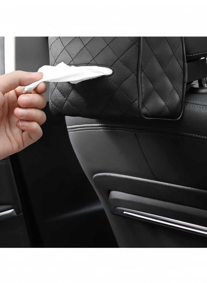 Beauenty Car Tissue Holder for 120 Standard Tissue,Leather PU Tissues Box Cover for Car Backseat,Extra Large Rectangle Napkin Holder Soft Rectangular,Fits for Kleenex tissues,for Storage Organization (Black)  - Image 4