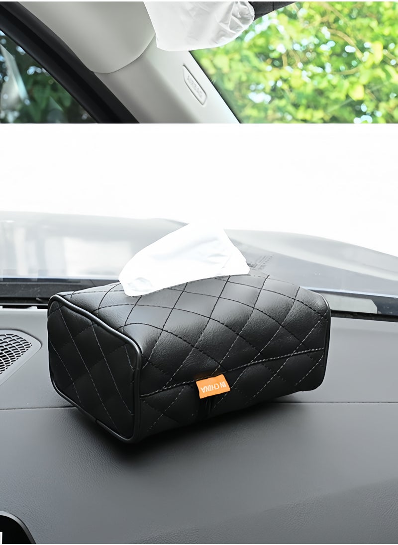 Beauenty Car Tissue Holder for 120 Standard Tissue,Leather PU Tissues Box Cover for Car Backseat,Extra Large Rectangle Napkin Holder Soft Rectangular,Fits for Kleenex tissues,for Storage Organization (Black)  - Image 5