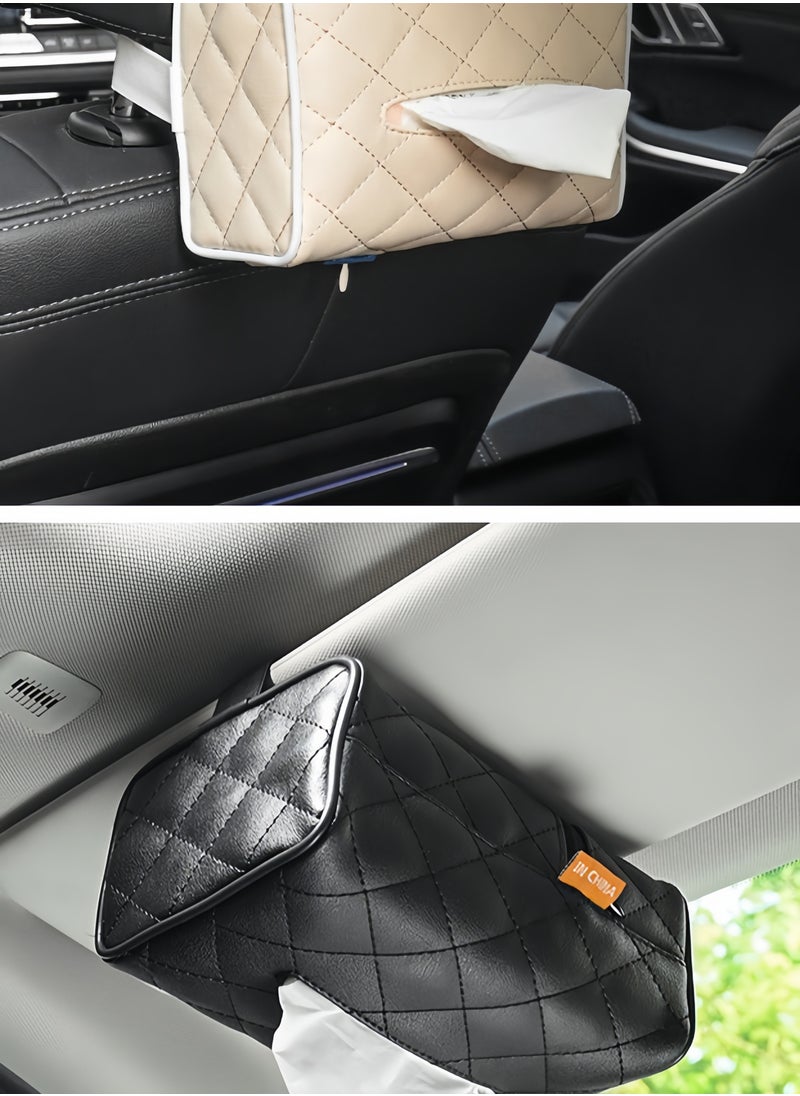 Beauenty Car Tissue Holder for 120 Standard Tissue,Leather PU Tissues Box Cover for Car Backseat,Extra Large Rectangle Napkin Holder Soft Rectangular,Fits for Kleenex tissues,for Storage Organization (Black)  - Image 2