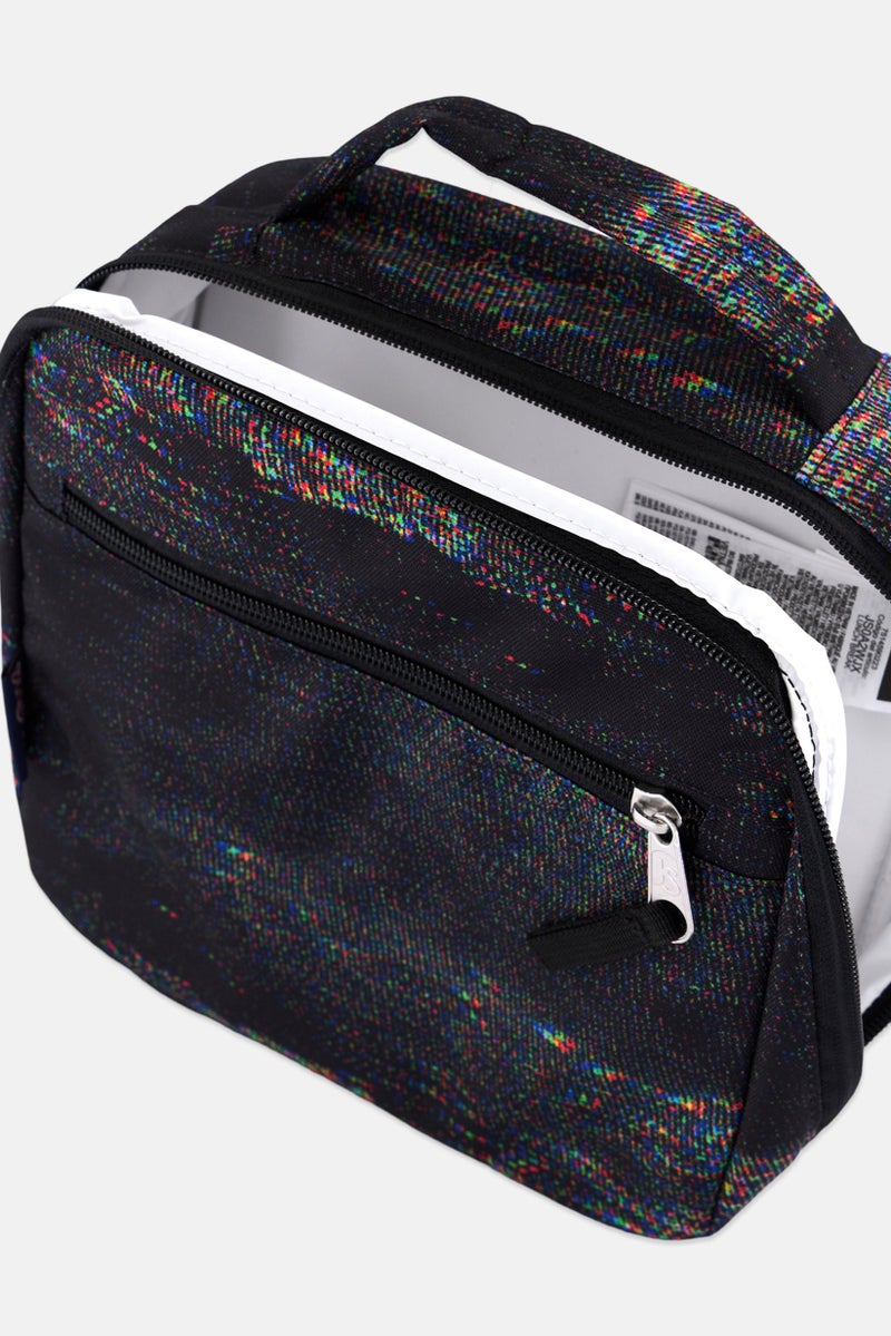 JANSPORT حقيبة غداء بتفاصيل شعار ثابت على الشاشة 7 H x 26 L x 23 W سم، كومبو أسود - Image 3