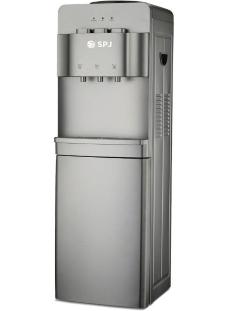 SPJ Top Loading Water Dispenser with 12.5L Refrigerator Cabinet, Hot Cold & Normal Water, 3 Taps, SS304 Water Tank, Child Safety Lock, Antibacterial Body, Low Noise Compressor Cooling, Floor Standing Water Cooler, Grey - Image 1