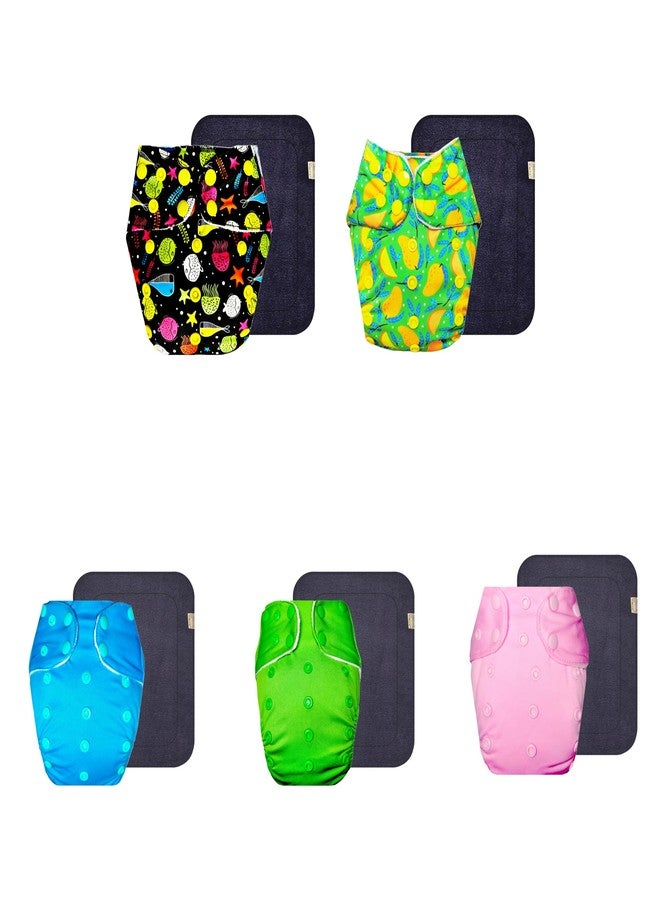 Dumbledo Premium Cloth Diaper with Black Insert (Pack of 5) | Dry Feel and Comfortable | Reusable & Washable | Easy to Clean | Worry-Free Diapering | 3 Months - 3 Years | Unisex Baby - Image 1