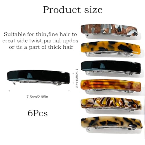 Aeenioy 6Pcs Hair Clips for Women, Small Acetate French Hair Barrettes, Spring Clips for Fine to Medium Hair, Everyday and Special Occasion Hair Accessories - Image 2