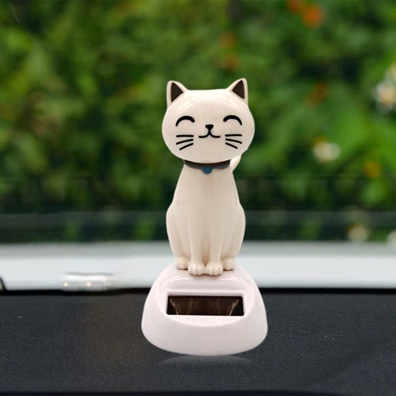klarakoSolar Powered Shaking Head Doll Shaking Head Cat Plastic Solar Dancing Toy Animal Cat for Car Home Office Decor 11x7cm - Image 4