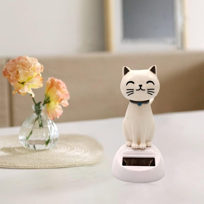 klarakoSolar Powered Shaking Head Doll Shaking Head Cat Plastic Solar Dancing Toy Animal Cat for Car Home Office Decor 11x7cm - Image 2