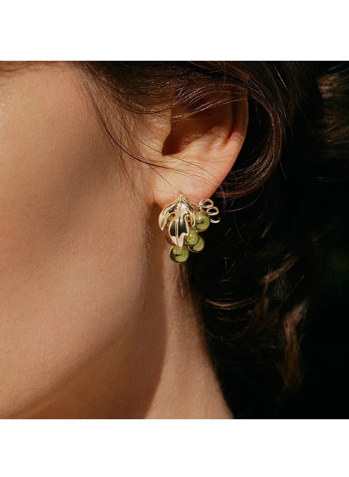 HEFANG Grapes Ear clip-Olive Green - Image 2