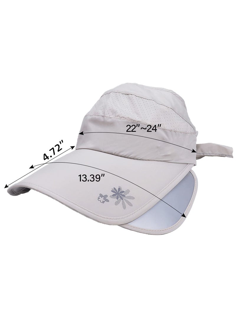 Excefore Wide Brim Visor Hat for Women, Golf Visor Cap Sun Protection Hat for Beach Garden Tennis Running Sunshade Hat - Image 4