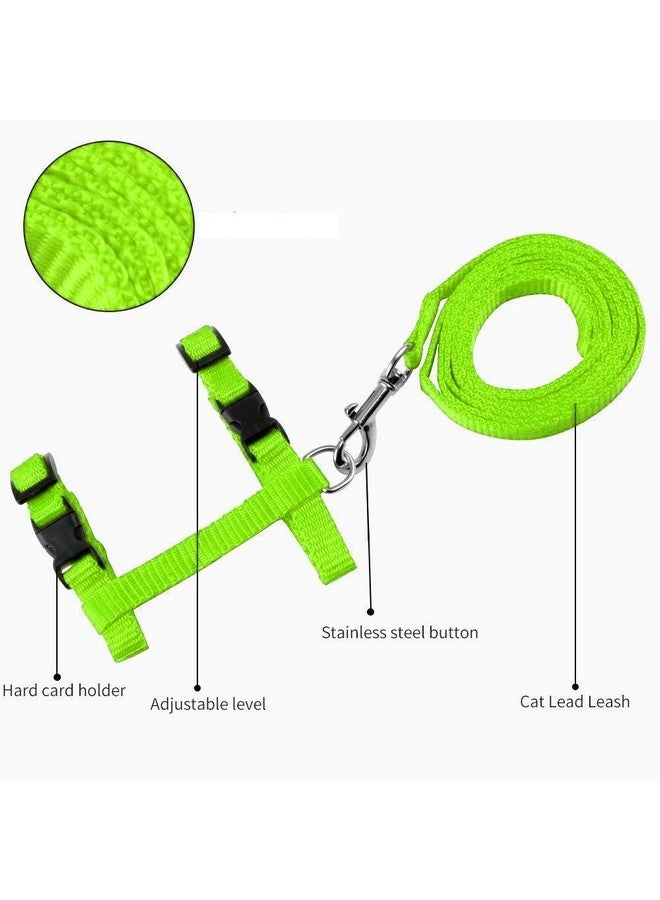 Nylon Harness Leash Set For Cat Kitten And Small Pet Nylon Harness Strap Collar | Cat Training Leash (Plain, Green) - Image 2