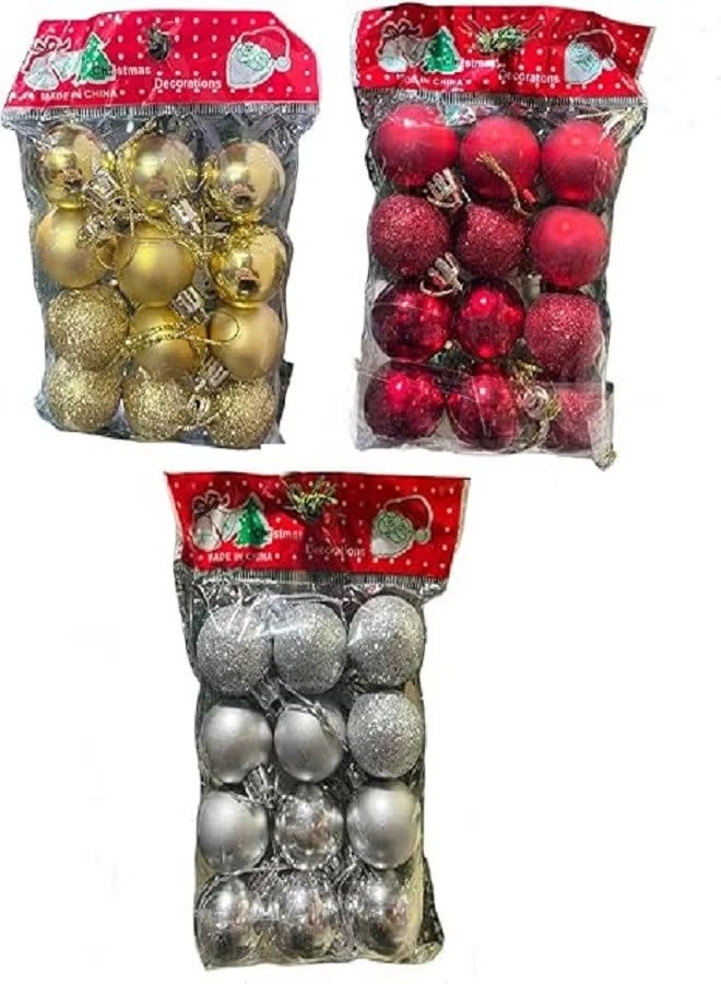 36 pcs - 3cm Modern Christmas Tree Ball Ornaments (Red - Gold - Silver) - Image 1